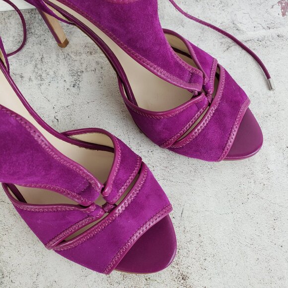 L.K. Bennett Giselle Suede Sandals Strappy Heels Purple 38.5 ASO Nicole Kidman - Picture 13 of 16
